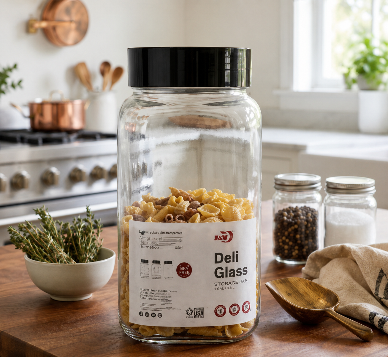 Storage Jar Black lid 1.8 LTR  HMFG56S-1800