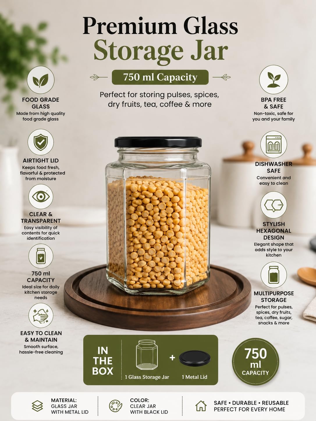 250ML Hexagonal Jar Without lid