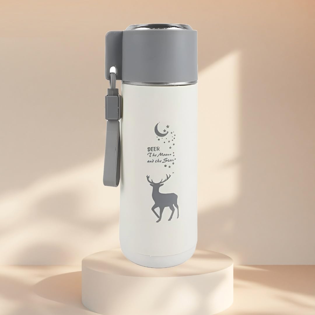 Cartoon Prints Glass Bottle for Kids Inner Glass and Outer Plastic 450Ml