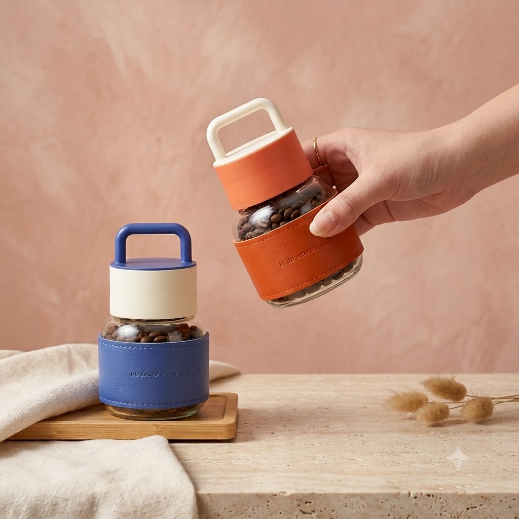 SIPPER MUG HANDLE LID AND LEATHER MSB-222