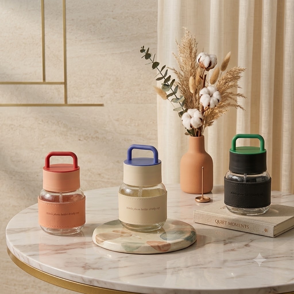 SIPPER MUG HANDLE LID AND LEATHER MSB-222