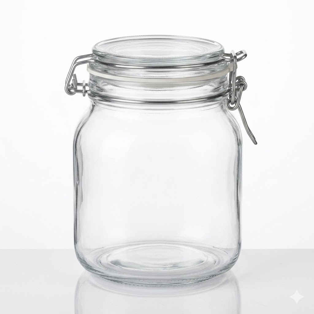 SWING CAP SQUARE JAR 1 LTR BULK H4073G-3