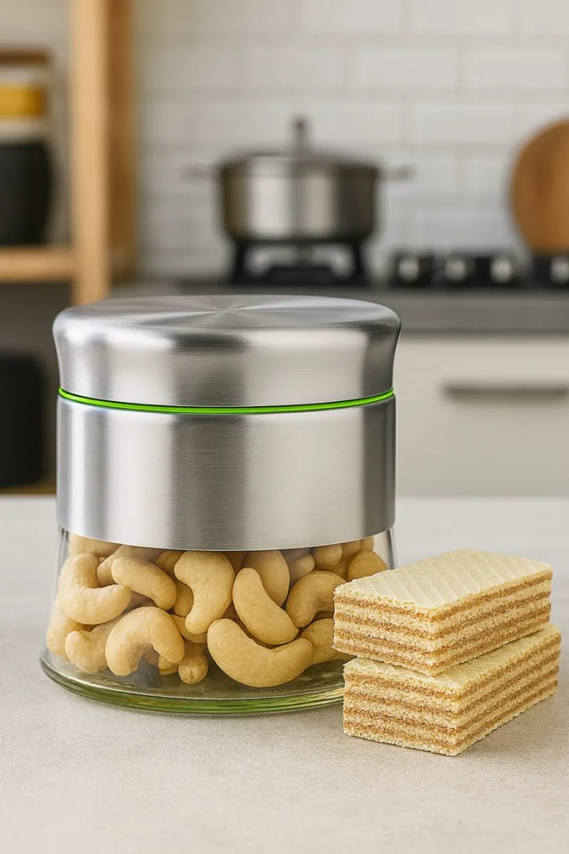 GLASS JAR WITH STEEL COVER 350ML BOX PACK  H4082-3