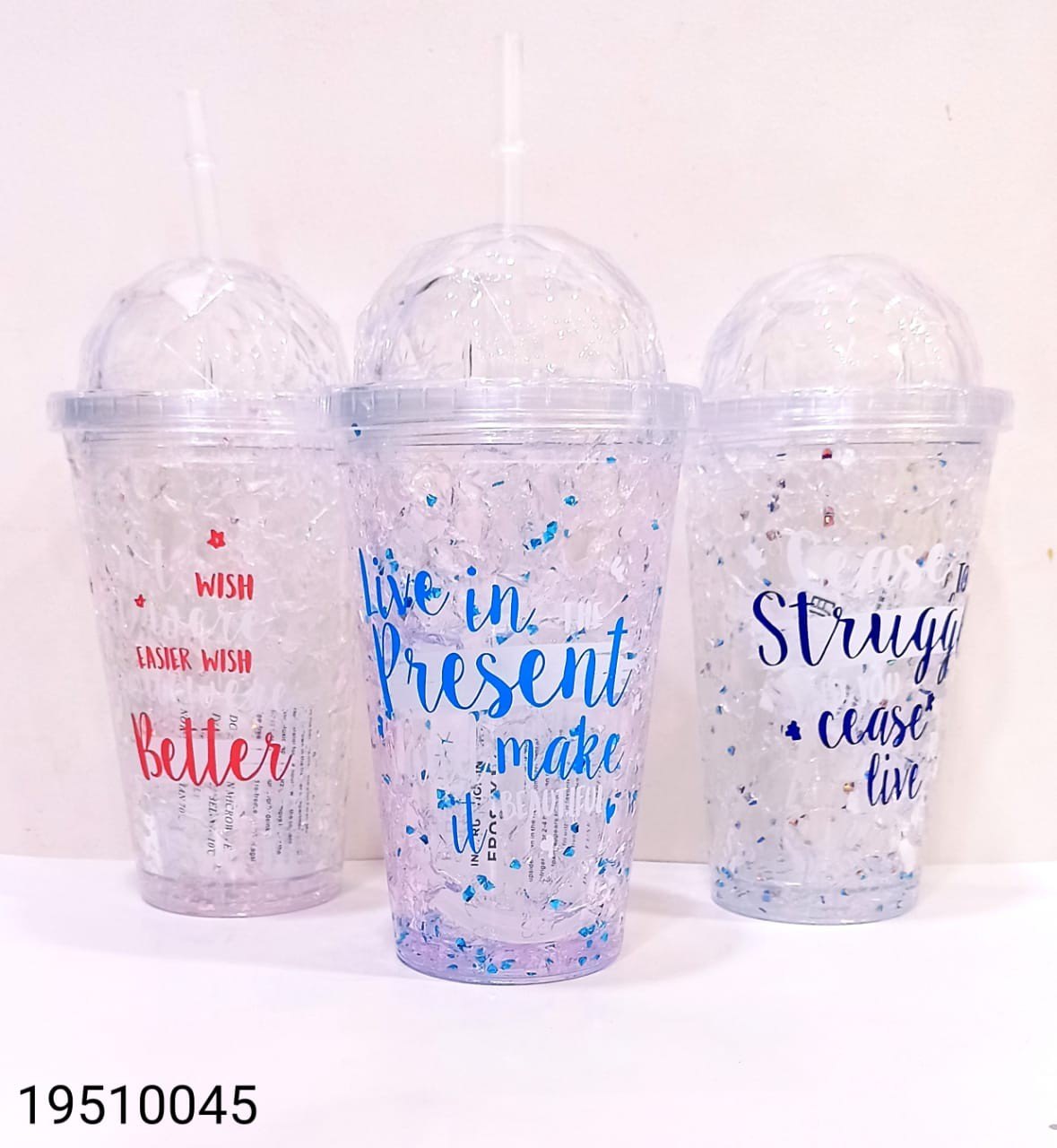 SIPPER TUMBLER 450 ML WITH STRAW AND LID MIX COL