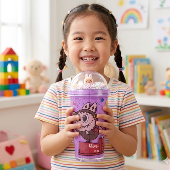 SIPPER TUMBLER 450 ML WITH STRAW AND LID MIX COL  KET-8