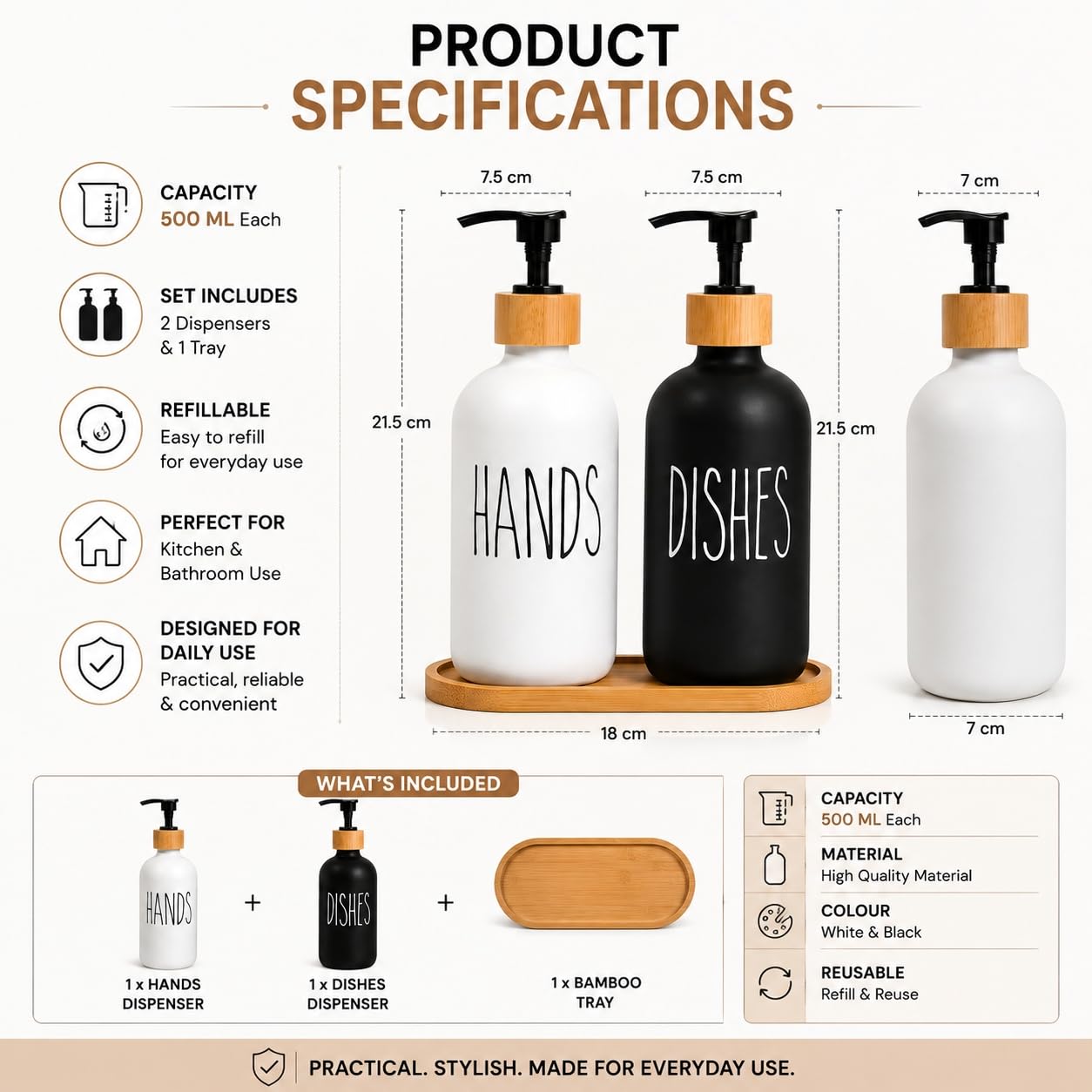 3 PC BATHROOM SET IN COL BOX 500ML MSB-8407