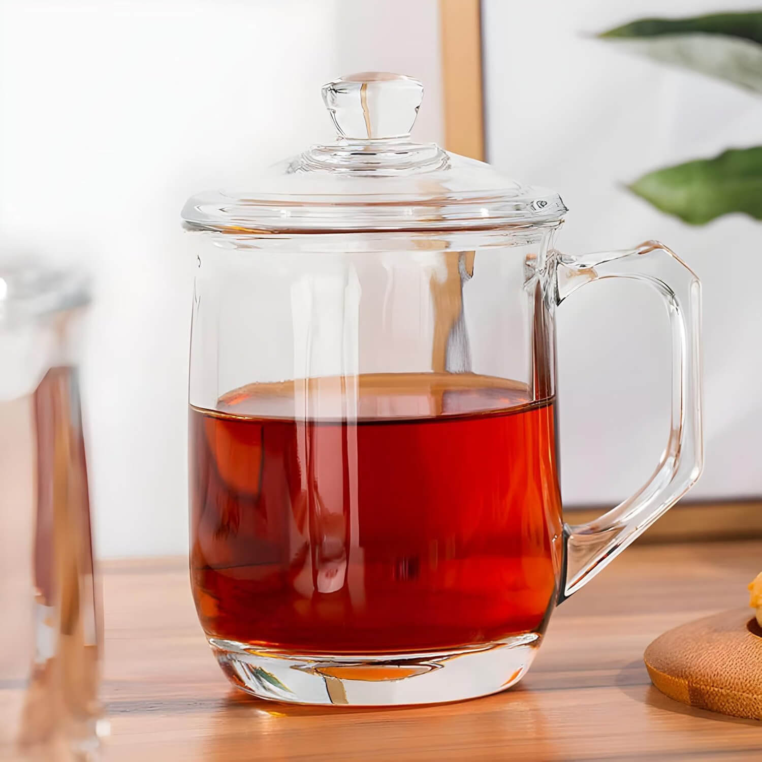 Classic Glass Mug with Glass Lid for Coffee/Milk/Tea 380 ml EZ1029