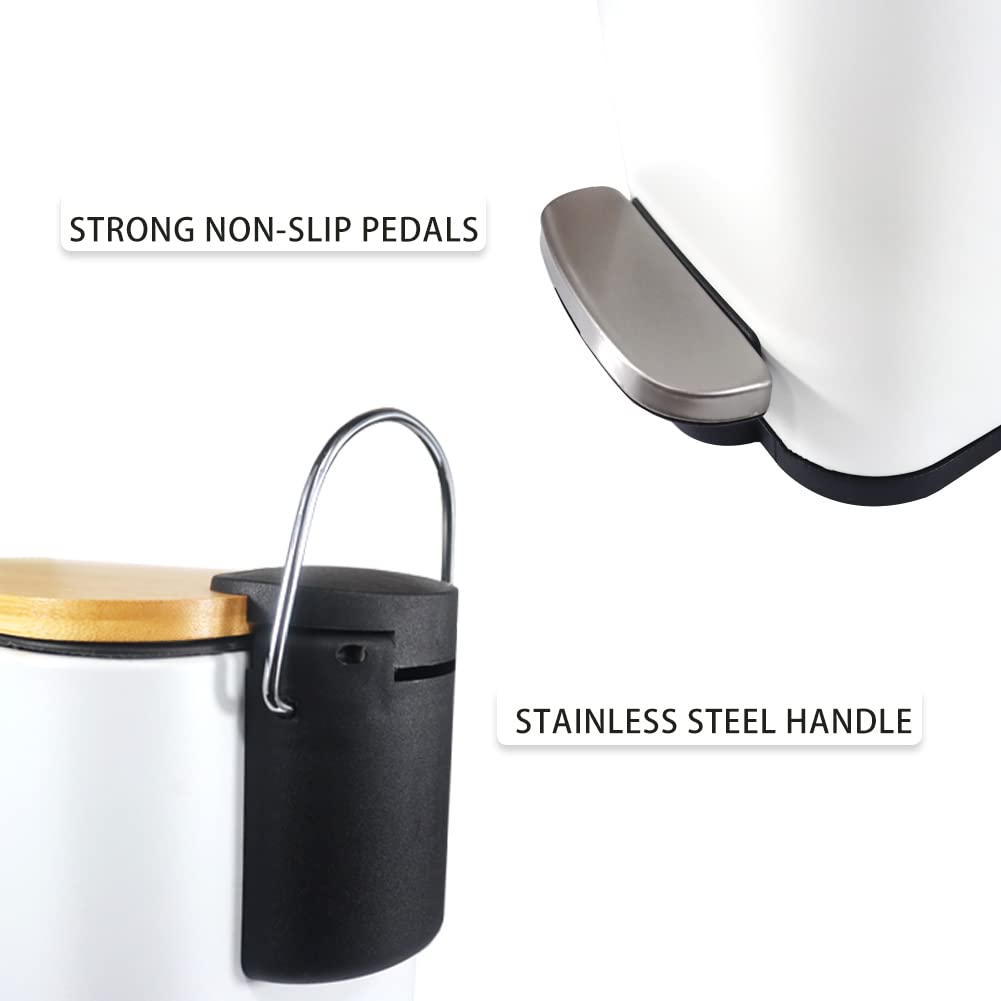 Stainless Steel & Matte Finish Slim Waste Basket with Soft-Step Foot Pedal DDSTSQR-88