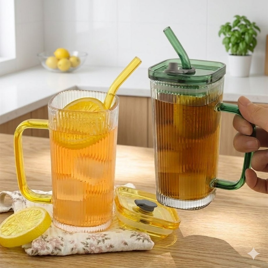 GLASS DRINKING MASON JAR LINNIG 400ML 2PCS