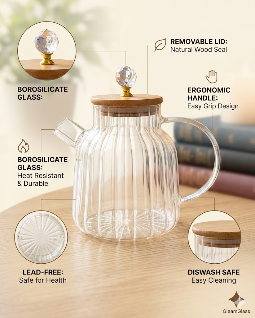 LINNIG KETTLE DIAMOND WOODEN LID1.5LTR
