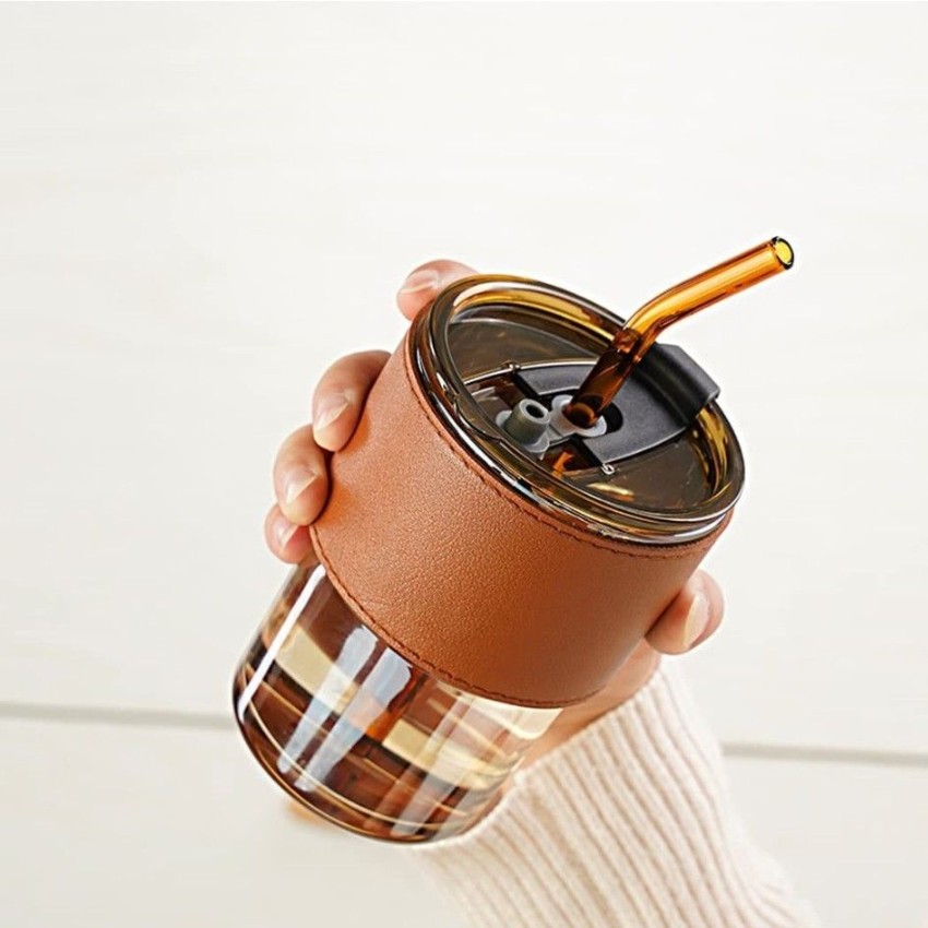 LEATHER  MUG 400ML BROWN HEAVY LID SMALL  22868