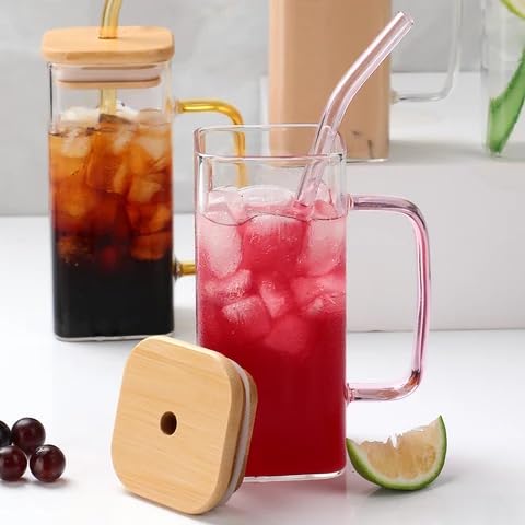 SQUARE MASON WOODEN LID JAR  400ML 2 PCS