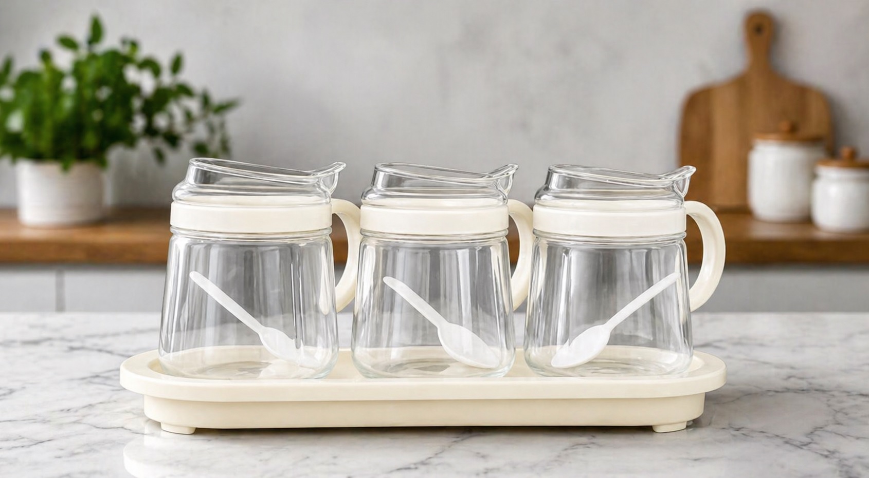 PICKLE JAR ON TRAY 400 ML 3 PCS SET