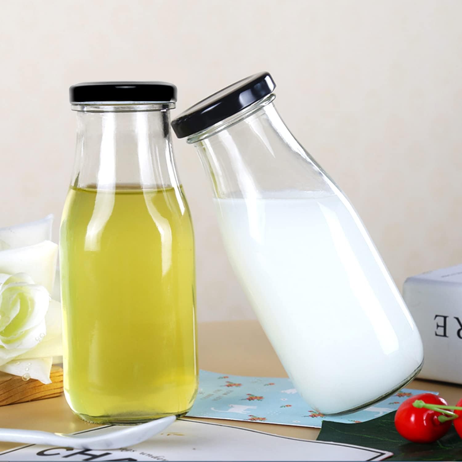 200ML GM MILK BOTTLES BLACK & GOLDEN CAP