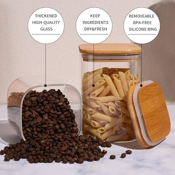 WOODEN LID JAR SQUARE 1200ML