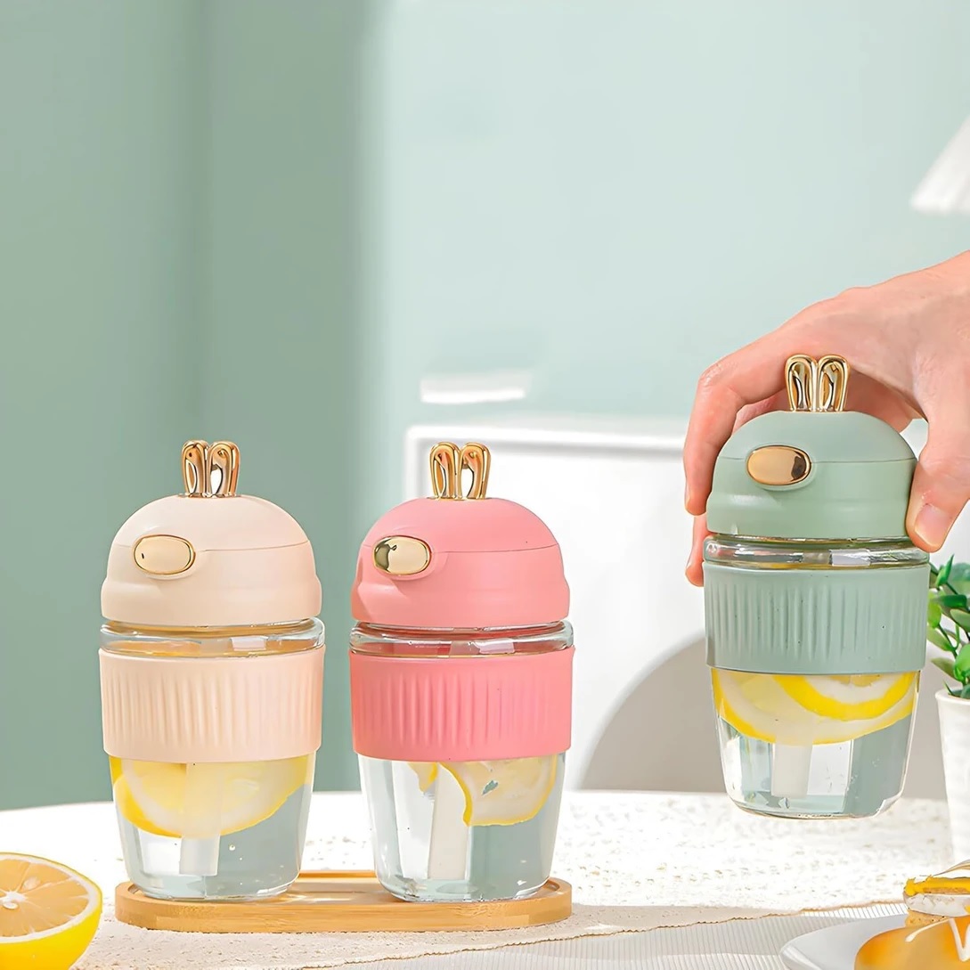 GLASS BOTTLE RABBIT 390ML BOX PACK
