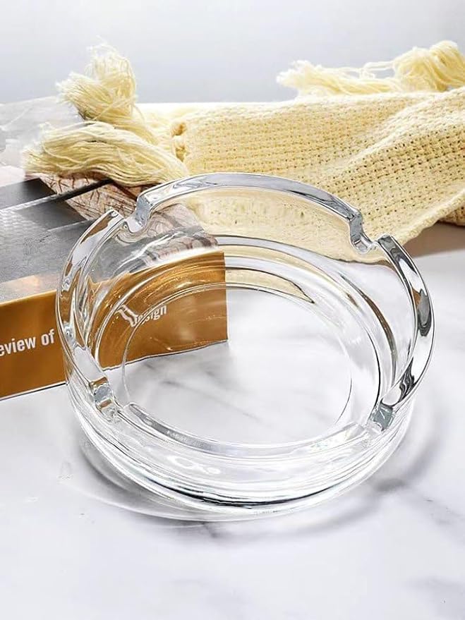 GLASS ROUND ASH TRAY 101MM. YG1097