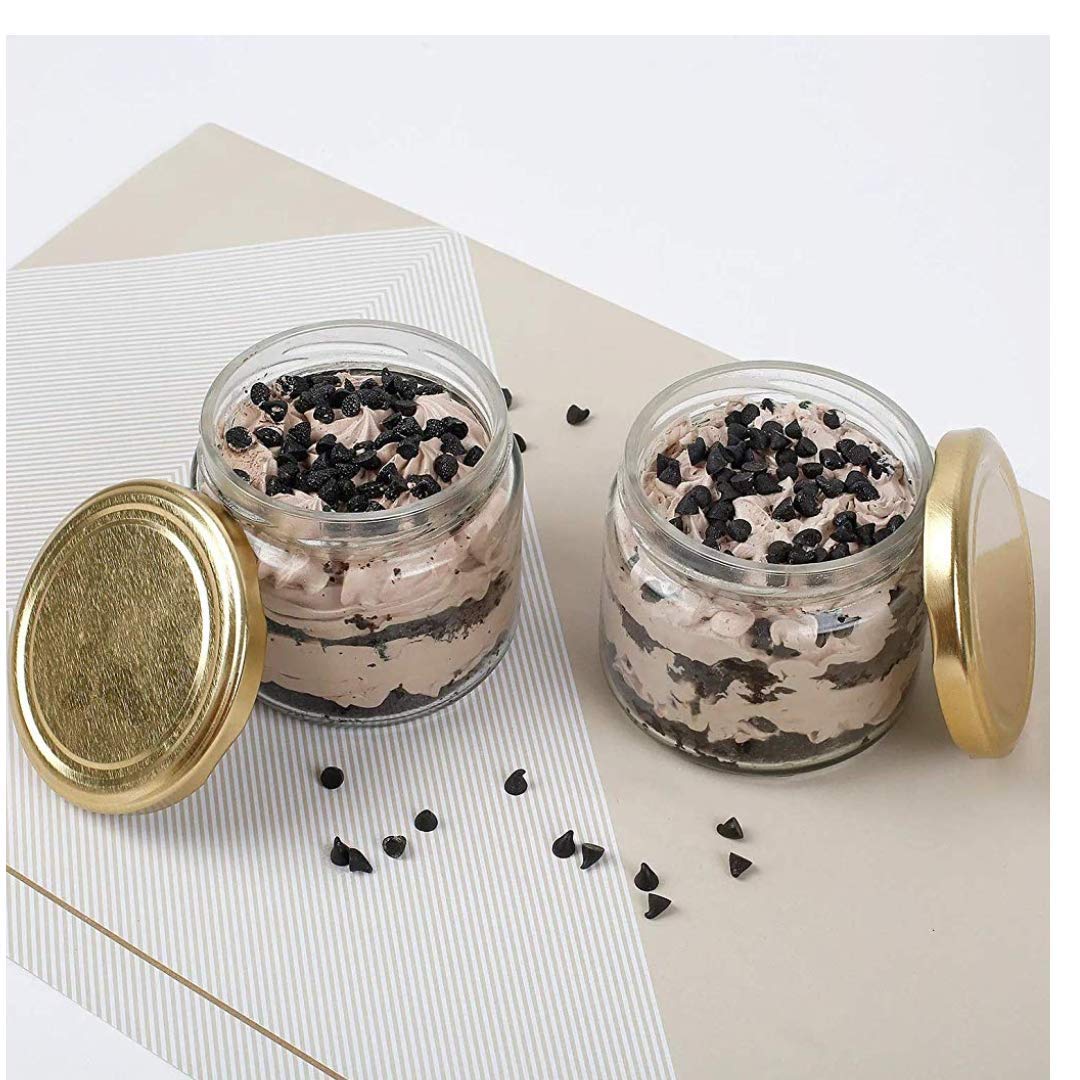 SALSA JAR BLACK & GOLDEN WITH LID 200ML