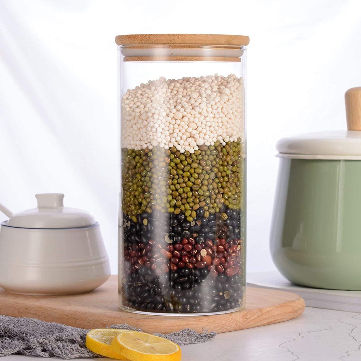 WOODEN LID JAR ROUND 1200ML