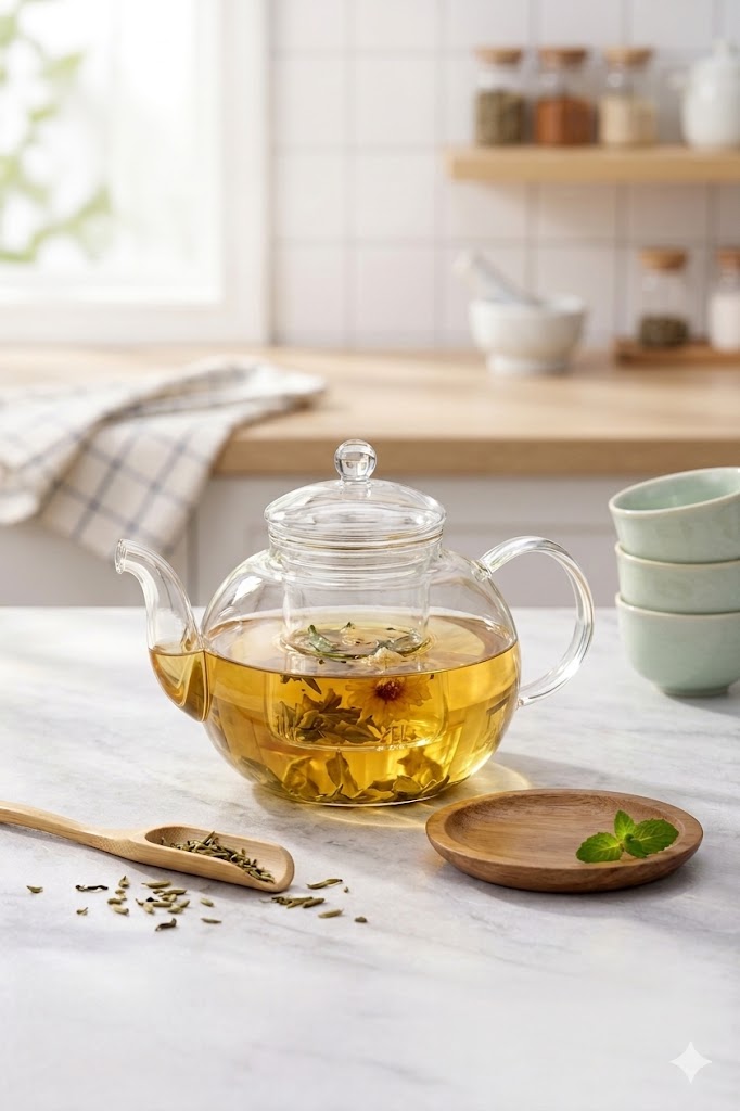 Green Tea Kettle Glass Strainer 800ml