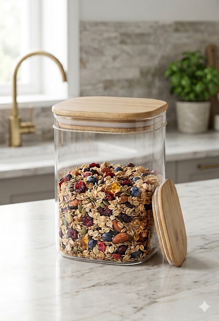 WOODEN LID JAR SQUARE 950ML 36 CTN