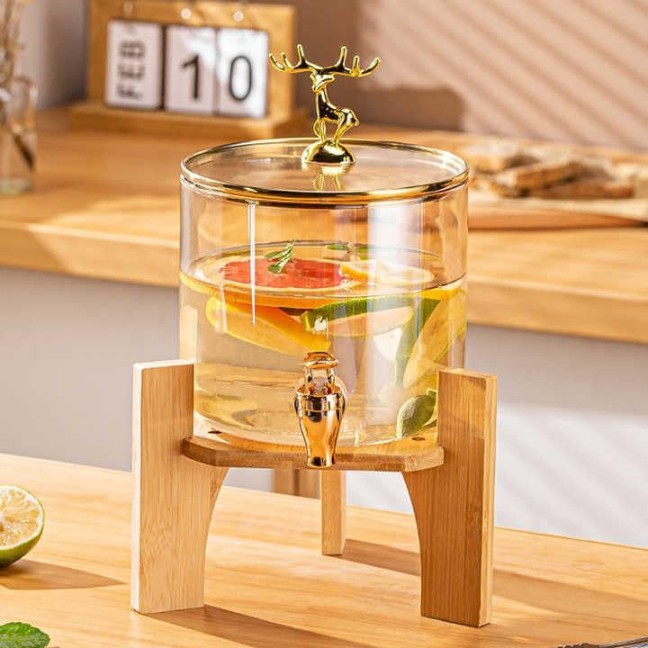 GLASS DISPENSER DEER GOLD 2.6 LTR