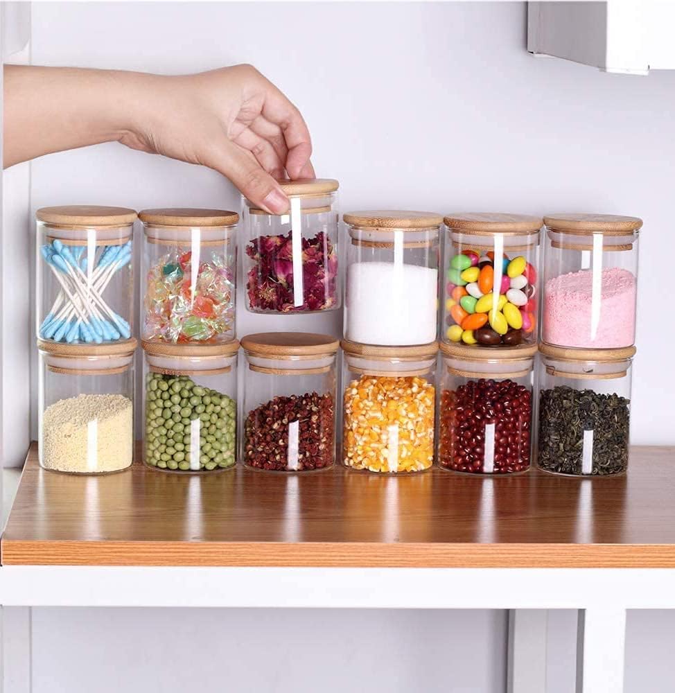 WOODEN LID JAR ROUND 220ML 12PCS SET FOAM PACK