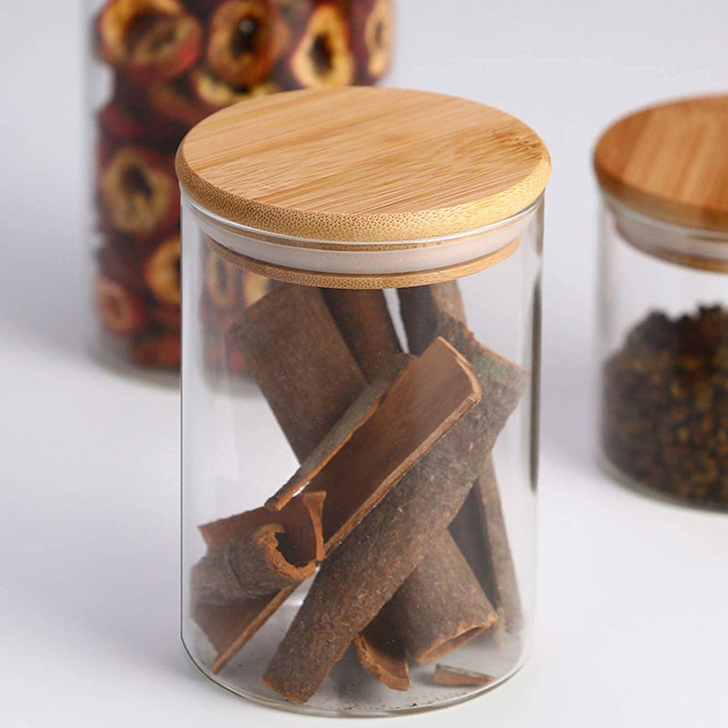 WOODEN LID JAR ROUND  1050ML