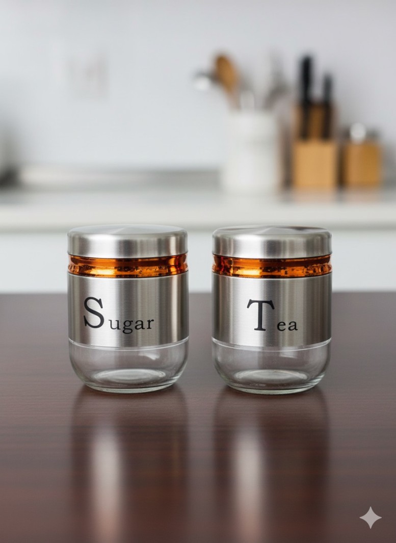 TEA SUGER SS JAR 350ML 2 PCS SET H4228-4-2-SS