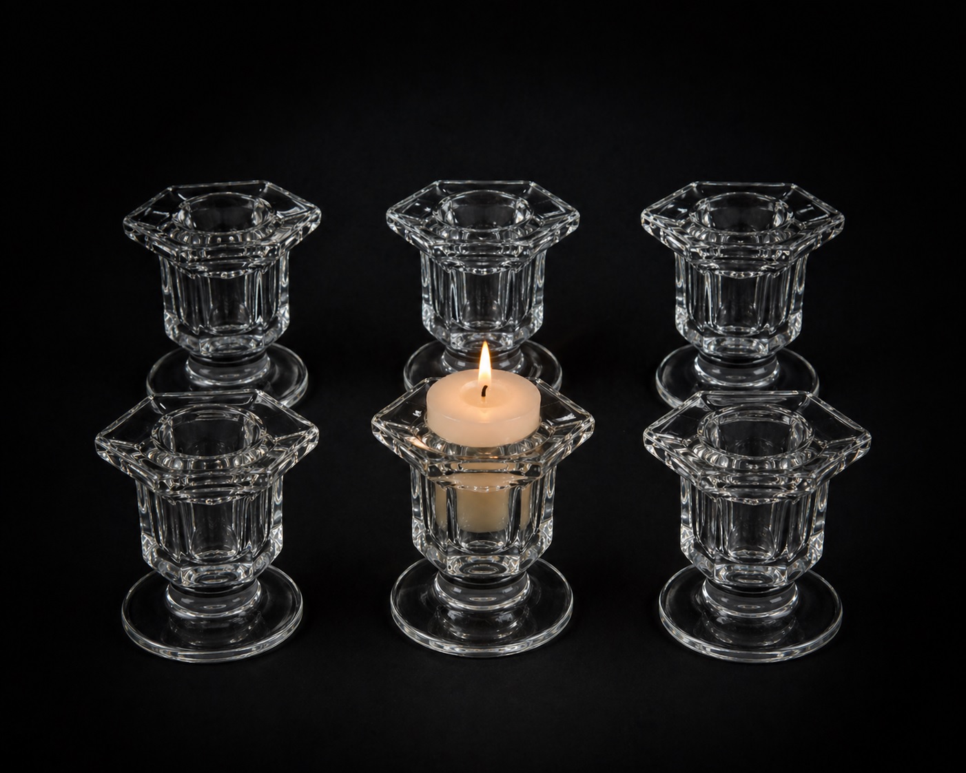 Glass Candle Holder 6cm 6 Pcs Set