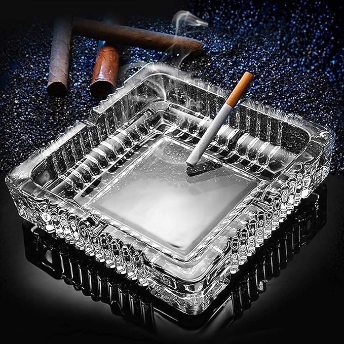 Glass Square Ash Tray Small