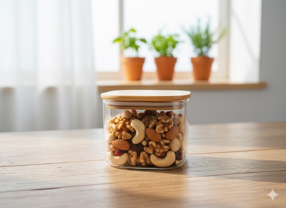 WOODEN LID JAR SQUARE 500ML