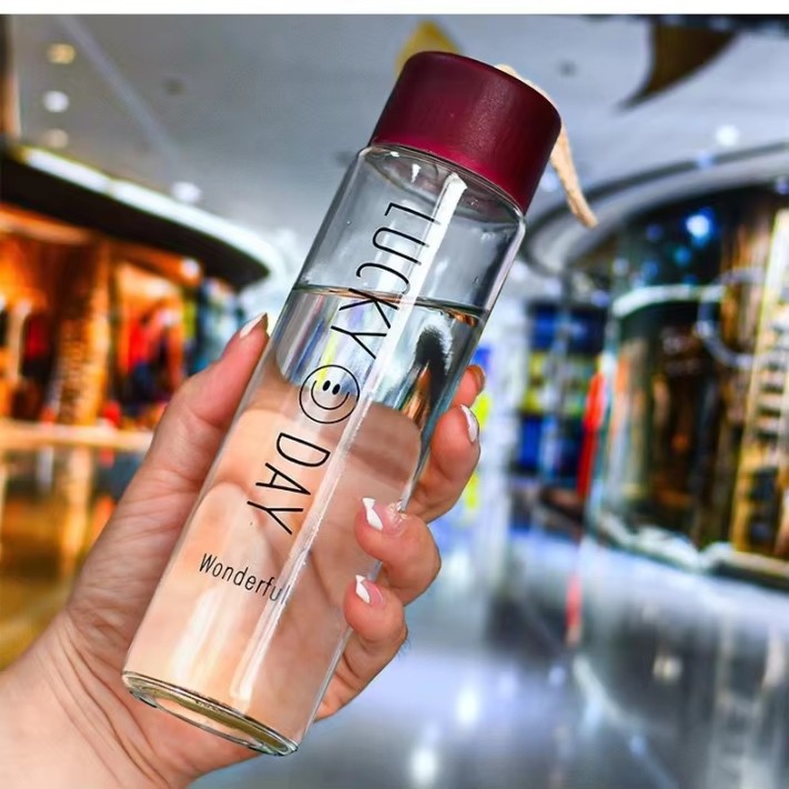 Glass Water Bottle Lucky Day Clear