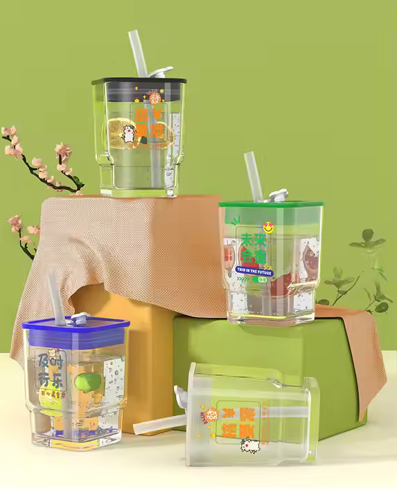SIPPER BOTTLE SQUARE GLASS 470ML