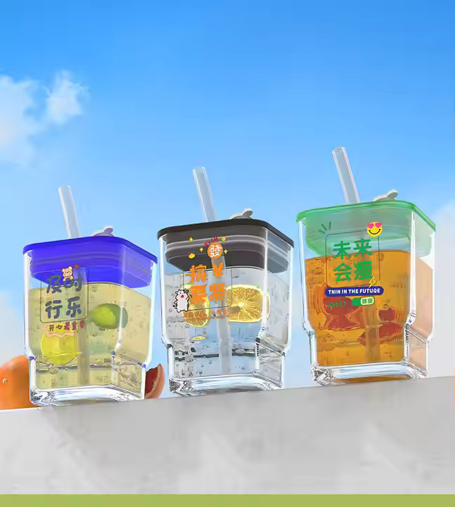 SIPPER BOTTLE SQUARE GLASS 470ML