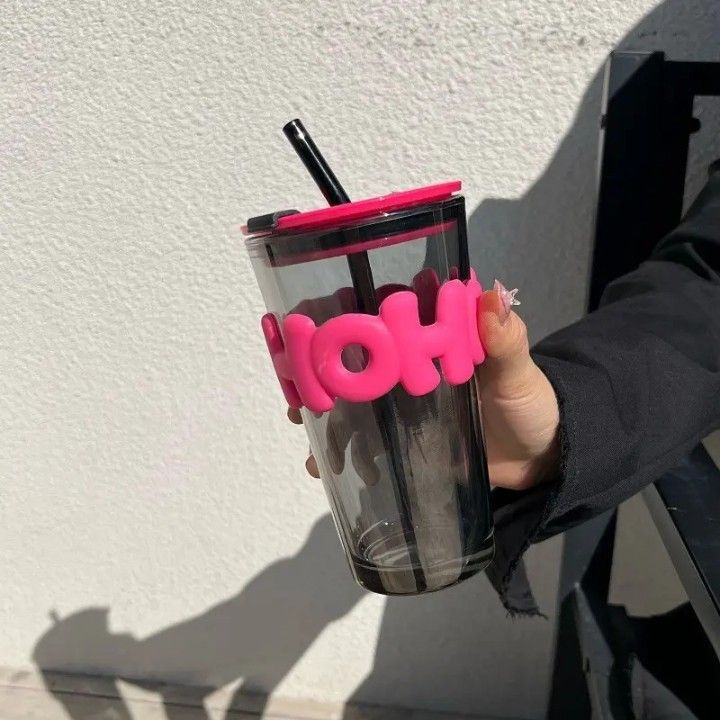 HOHO STRAW CUP LONG BLACK 450ML