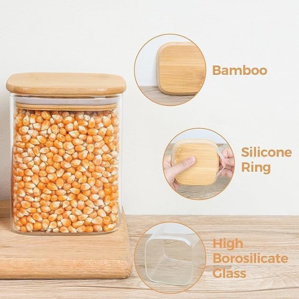 WOODEN LID JAR SQUARE 750ML 1 PCS 23155 | WG16-750