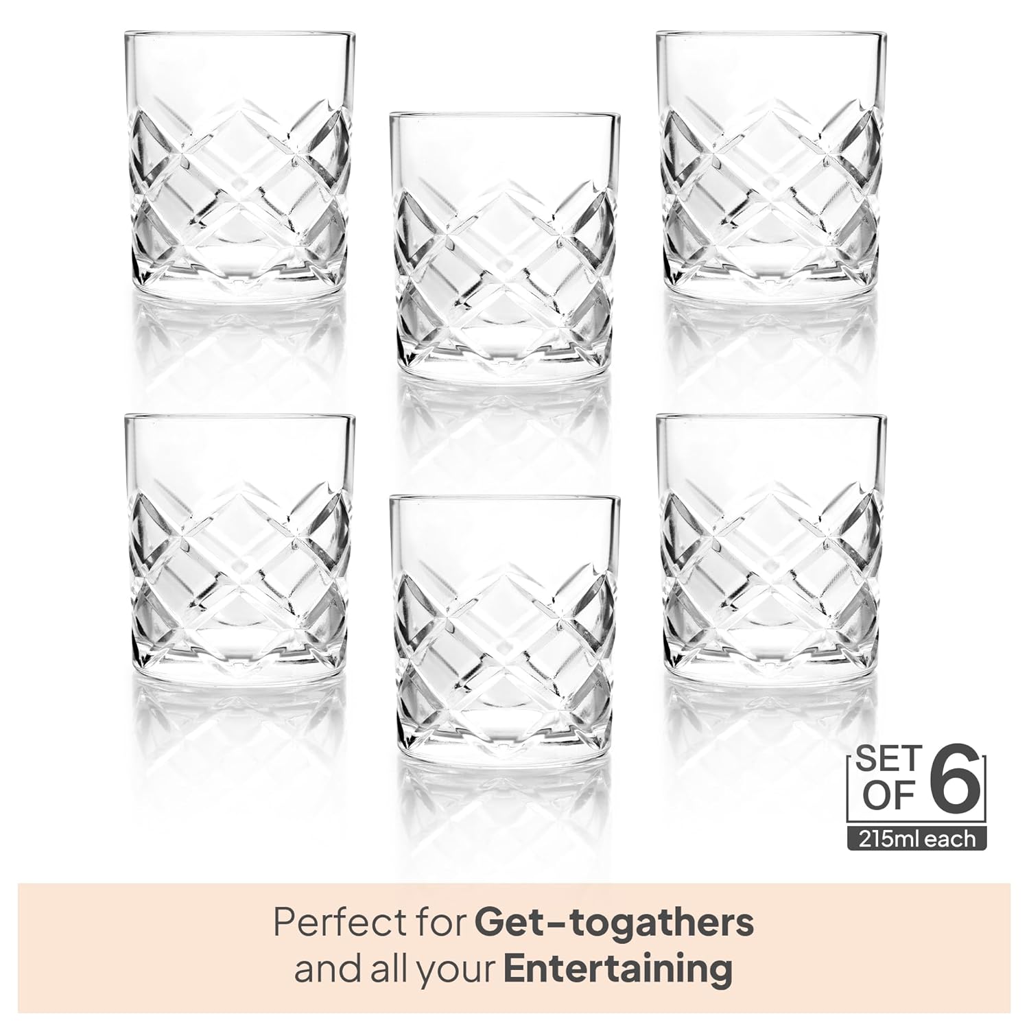 Old Fashioned Whiskey Rocks Glass of 6 Pcs, 325ML
